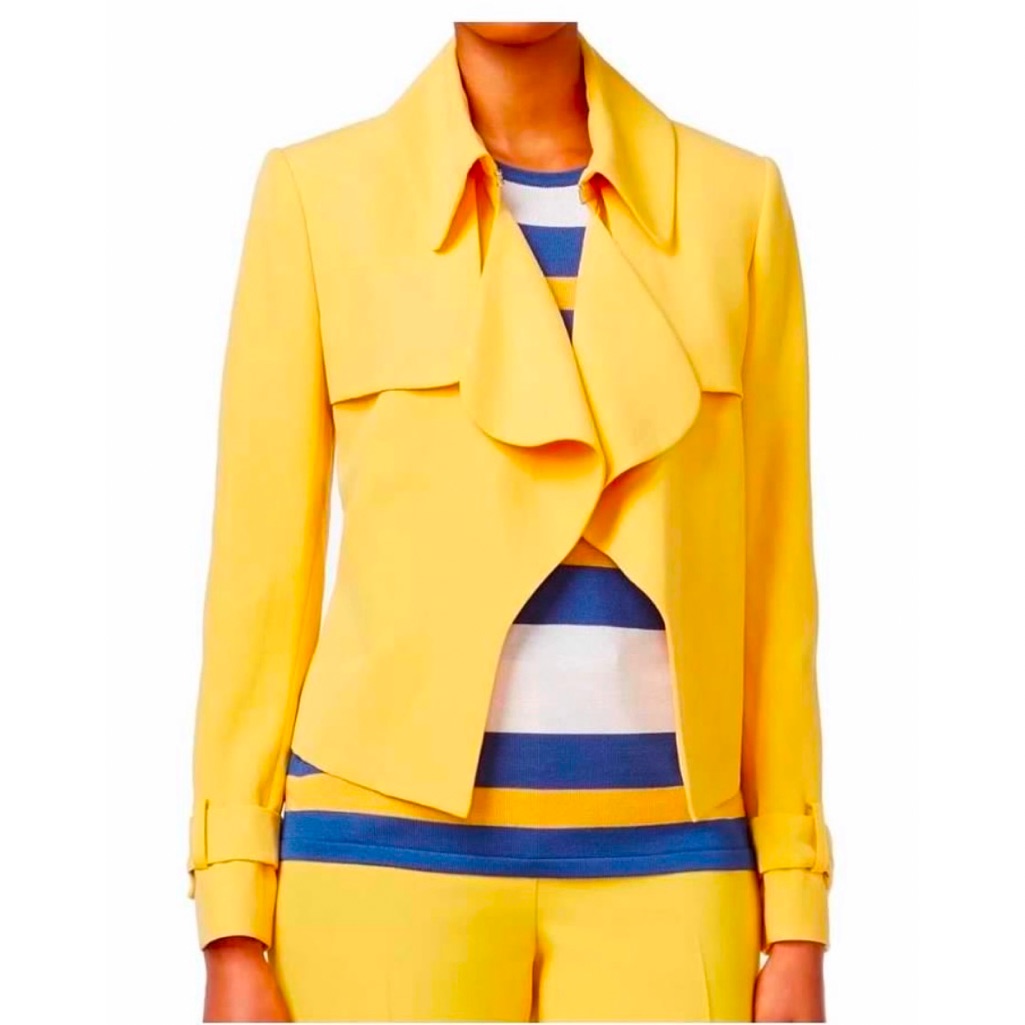 Zara Yellow Blazer With Tailored Fit And Prominent Collar